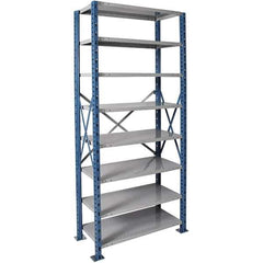 Hallowell - 8 Shelf Starter Heavy-Duty Open Steel Shelving - 800 Lb Capacity, 36" Wide x 87" High x 24" Deep, Blue/Platinum - Eagle Tool & Supply