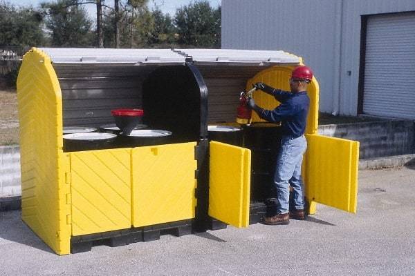 UltraTech - 75 Gal Sump, 9,000 Lb Capacity, 8 Drum, Polyethylene Spill Deck or Pallet - 68" Long x 64" Wide x 88" High, Liftable Fork, Low Profile, 2 x 2 Drum Configuration - Eagle Tool & Supply