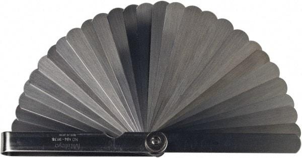 Mitutoyo - 28 Piece, 0.05 to 1mm Feeler Gage Set - 100mm Long x 13mm Wide, Tempered Steel - Eagle Tool & Supply