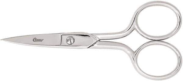 Clauss - 1" LOC, 6-5/8" OAL Carbon Steel Curved Scissors - Offset Handle, For Paper, Fabric - Eagle Tool & Supply