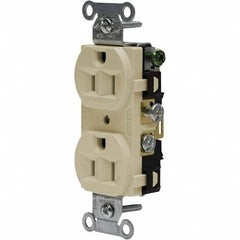 Hubbell Wiring Device-Kellems - 125V 15A NEMA 5-15R Commercial Grade Ivory Straight Blade Duplex Receptacle - Eagle Tool & Supply