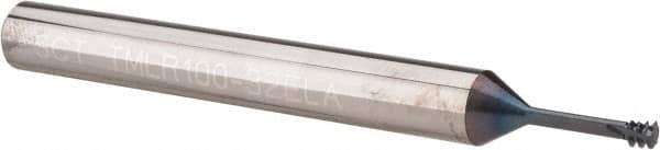Scientific Cutting Tools - #6-32 UNC, 0.1" Cutting Diam, 3 Flute, Solid Carbide Helical Flute Thread Mill - Internal Thread, 0.4" LOC, 2-1/2" OAL, 1/4" Shank Diam - Eagle Tool & Supply
