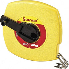 Starrett - 100' x 3/8" Yellow Blade Tape Measure - 1/8" & 1mm Graduation, L6 Graduation Style, Yellow Case - Eagle Tool & Supply
