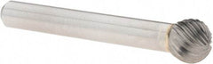 Cle-Line - 3/8" Cut Diam, 1/4" Shank Diam, Ball Head Single Cut Burr - Carbide, 3/8" LOC, 2-5/64" OAL - Eagle Tool & Supply