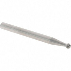 Cle-Line - 3/32" Cut Diam, 1/8" Shank Diam, Ball Head Single Cut Burr - Carbide, 3/32" LOC, 1-1/2" OAL - Eagle Tool & Supply