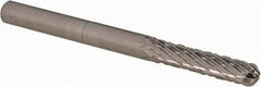 Cle-Line - 1/8" Cut Diam, 1/8" Shank Diam, Cylinder with Radius Head Double Cut Burr - Carbide, Radius End, 9/16" LOC, 1-1/2" OAL - Eagle Tool & Supply