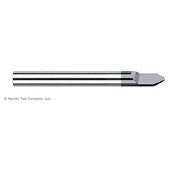 Engraving Cutters - 0.1250″ (1/8″) Shank Diameter × 0.0100″ Radius × 40° included Carbide Radius Engraver, 1 Flute, AlTiN Coated - Exact Industrial Supply