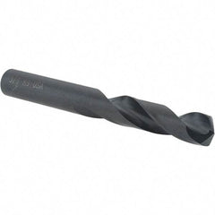 Cle-Line - 3/8" 135° Spiral Flute High Speed Steel Screw Machine Drill Bit - Oxide Finish, Right Hand Cut, 1-13/16" Flute Length, 3-1/8" OAL, Split Point, Straight Shank - Eagle Tool & Supply