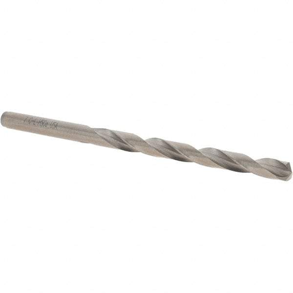 Chicago-Latrobe - #7 135° Cobalt Jobber Drill - Gold Finish Finish, Right Hand Cut, Spiral Flute, Straight Shank, 92.08mm OAL, Split Point - Eagle Tool & Supply