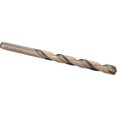 Chicago-Latrobe - Letter E (1/4) 135° Cobalt Jobber Drill - Gold Finish Finish, Right Hand Cut, Spiral Flute, Straight Shank, 101.6mm OAL, Split Point - Eagle Tool & Supply