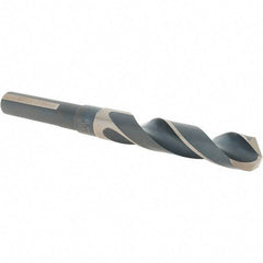 Cle-Line - 15mm Drill, 118° Point, High Speed Steel Silver Deming & Reduced Shank Drill Bit - Oxide Finish, 6" OAL, Flats on Shank, 79mm Flute Length, Right Hand Cut, Split Point, Spiral Flute, Regular Spiral - Eagle Tool & Supply