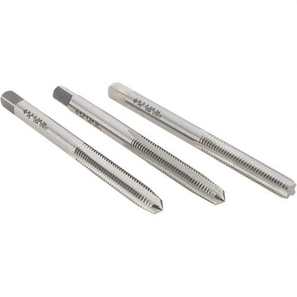 Cle-Line - M5x0.80 Metric, 4 Flute, Bottoming, Plug & Taper, Bright Finish, High Speed Steel Tap Set - Right Hand Cut, 2-3/8" OAL, 7/8" Thread Length, Series 0404 - Eagle Tool & Supply