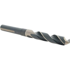 Cle-Line - 14.5mm Drill, 118° Point, High Speed Steel Silver Deming & Reduced Shank Drill Bit - Oxide Finish, 6" OAL, Flats on Shank, 79mm Flute Length, Right Hand Cut, Split Point, Spiral Flute, Regular Spiral - Eagle Tool & Supply