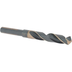 Cle-Line - 16mm Drill, 118° Point, High Speed Steel Silver Deming & Reduced Shank Drill Bit - Oxide Finish, 6" OAL, Flats on Shank, 79mm Flute Length, Right Hand Cut, Split Point, Spiral Flute, Regular Spiral - Eagle Tool & Supply
