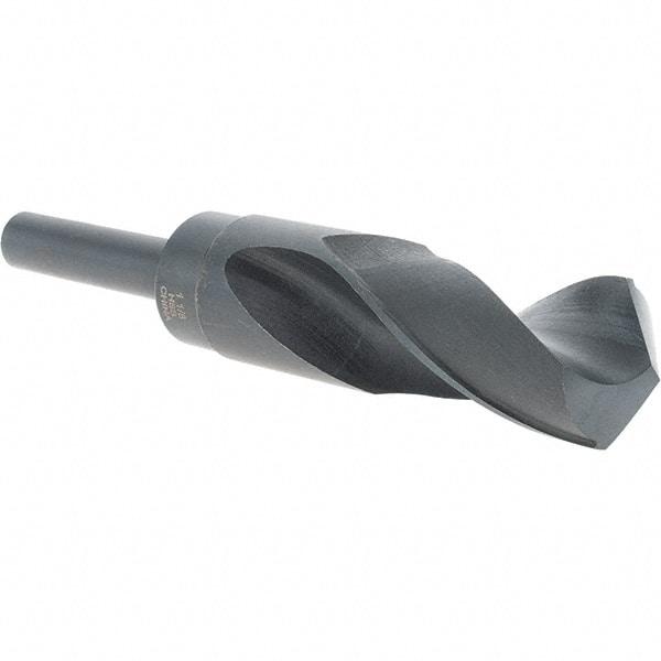 Cle-Force - 1-1/8" Drill, 118° Point, High Speed Steel Silver Deming & Reduced Shank Drill Bit - Oxide Finish, 6" OAL, Straight Shank, 3-1/8" Flute Length, Right Hand Cut, Standard Point, Spiral Flute, Regular Spiral - Eagle Tool & Supply