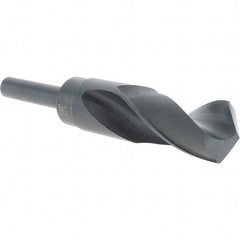 Cle-Force - 1-1/8" Drill, 118° Point, High Speed Steel Silver Deming & Reduced Shank Drill Bit - Oxide Finish, 6" OAL, Straight Shank, 3-1/8" Flute Length, Right Hand Cut, Standard Point, Spiral Flute, Regular Spiral - Eagle Tool & Supply