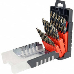 Cle-Force - 1/16 to 1/2", 135° Point, Oxide/Gold Finish, High Speed Steel Jobber Length Drill Bit Set - Eagle Tool & Supply