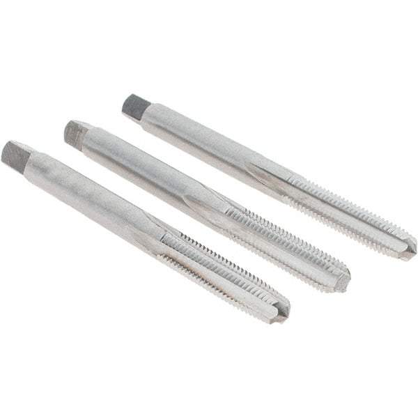 Cle-Line - #10-32 UNF, 4 Flute, Bottoming, Plug & Taper, Bright Finish, High Speed Steel Tap Set - Right Hand Cut, 2-3/8" OAL, 7/8" Thread Length, Series 0404 - Eagle Tool & Supply