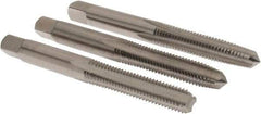 Cle-Line - M6x1.00 Metric, 4 Flute, Bottoming, Plug & Taper, Bright Finish, High Speed Steel Tap Set - Right Hand Cut, 2-1/2" OAL, 1" Thread Length, Series 0404 - Exact Industrial Supply