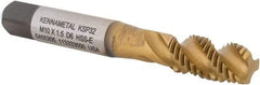 Kennametal - M10x1.50 3 Flute 6H Modified Bottoming Spiral Flute Tap - Vanadium High Speed Steel, TiCN/TiN Finish, 2-15/16" OAL, Right Hand Flute, Right Hand Thread, D6, Series GOtap\xAE - Eagle Tool & Supply