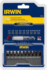 Irwin - 10 Piece, Screwdriver Insert Bit Set - 3 to 14 Slotted & Magnetic Bit Holder with C-Ring - Eagle Tool & Supply