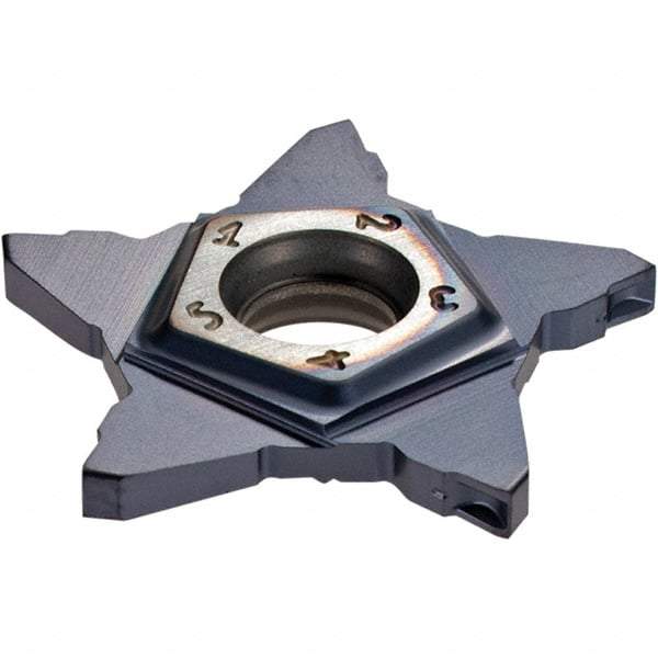 Iscar - PENTA24N200 C IC908 Grade, 0.0787" Cutting Width, Carbide Cutoff Insert - Neutral Lead Angle, 0.0079" Cnr Rad, TiN/TiAlN Coated - Eagle Tool & Supply