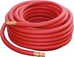 PRO-SOURCE - 1/4" ID x 0.51" OD 75' Long Multipurpose Air Hose - MNPT x MNPT Ends, 300 Working psi, -30 to 176°F, 1/4" Fitting, Red - Eagle Tool & Supply