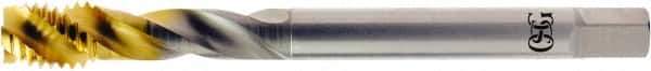 OSG - M2.5x0.45 2 Flute 6H Modified Bottoming Spiral Flute Tap - Vanadium High Speed Steel, TiN Finish, 50mm OAL, Right Hand Flute, Right Hand Thread, D3, Series 16455 - Eagle Tool & Supply