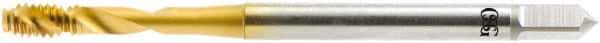 OSG - 9/16-18 UNF 3 Flute 2B Modified Bottoming Spiral Flute Tap - Vanadium High Speed Steel, TiN Finish, 100mm OAL, Right Hand Flute, Right Hand Thread, H5, Series 16450 - Eagle Tool & Supply