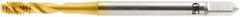 OSG - #12-28 UNF 2 Flute 2B Modified Bottoming Spiral Flute Tap - Vanadium High Speed Steel, TiN Finish, 80mm OAL, Right Hand Flute, Right Hand Thread, H3, Series 16450 - Exact Industrial Supply