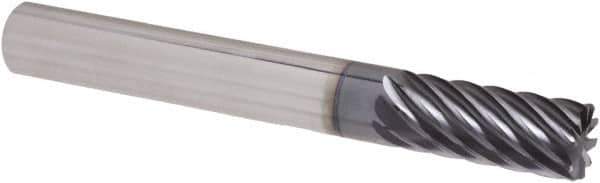 Iscar - 3/8" Diam, 3/4" LOC, 10 Flute Solid Carbide Roughing & Finishing Corner Chamfer End Mill - TiAlN Finish, 3" OAL, 3/8" Shank Diam, Straight Shank, 35° Helix, Non-Centercutting, Regular Length - Eagle Tool & Supply