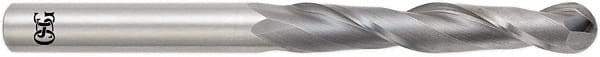 OSG - 18mm Diam, 76mm LOC, 2 Flute Solid Carbide Ball End Mill - Uncoated, Single End, 153mm OAL, 18mm Shank Diam, Spiral Flute - Eagle Tool & Supply