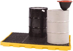 UltraTech - 66 Gal Sump, 9,000 Lb Capacity, 6 Drum, Polyethylene Spill Deck or Pallet - 75" Long x 50" Wide x 5" High, Low Profile, 2 x 3 Drum Configuration - Eagle Tool & Supply