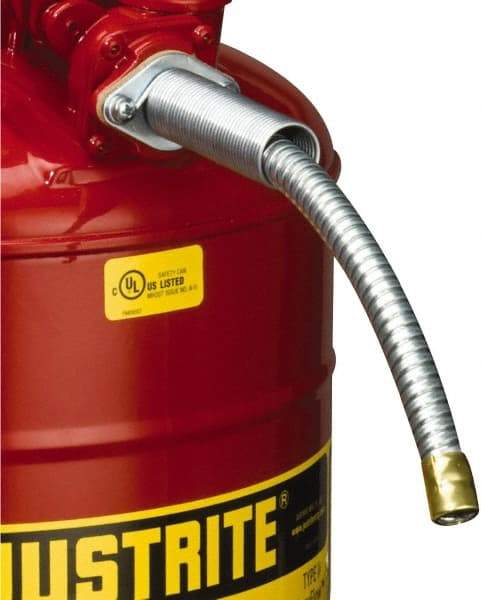 Justrite - 9 Inch Long, Safety Can Metal Flexible Nozzle - 5/8 Inch Diameter, Compatible with Type II Safety Cans - Eagle Tool & Supply