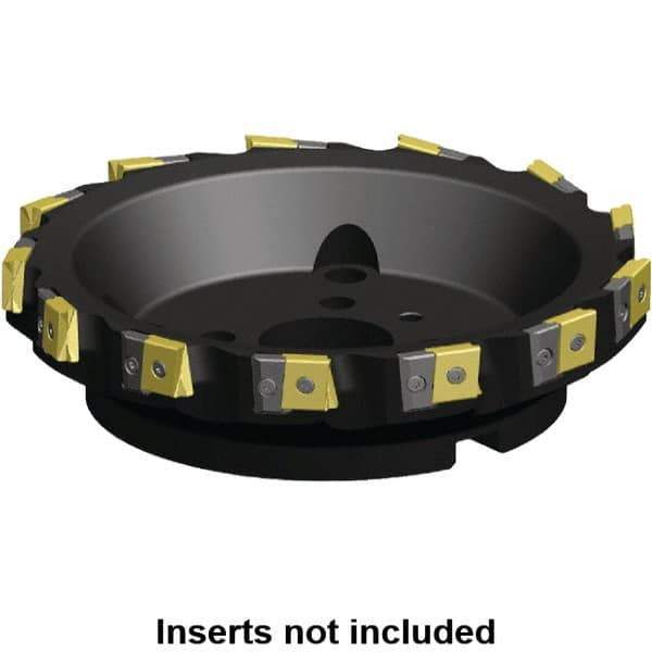Kennametal - 7 Inserts, 6" Cut Diam, 2" Arbor Diam, 25.45mm Max Depth of Cut, Indexable Square-Shoulder Face Mill - 0/90° Lead Angle, 2-3/8" High, LN.U 2210.. Insert Compatibility, Series MEGA90 - Eagle Tool & Supply