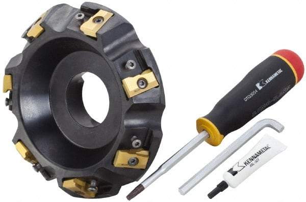 Kennametal - 6" Cut Diam, 2" Arbor Hole, 21.39mm Max Depth of Cut, 30° Indexable Chamfer & Angle Face Mill - 7 Inserts, LN.U 2210... Insert, Right Hand Cut, 7 Flutes, Series MEGA60 - Eagle Tool & Supply