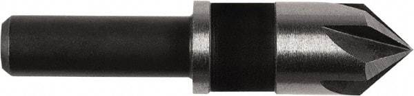 Irwin - 3/8" Head Diam, 1/4" Shank Diam, 5 Flute 82° High Speed Steel Countersink - Oxide Finish, 1-5/8" OAL, Single End, Straight Shank, Right Hand Cut - Eagle Tool & Supply