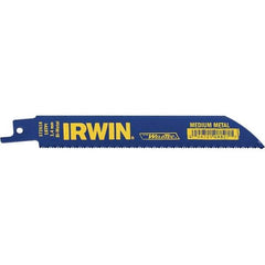 Irwin Blades - 6" Long, Bi-Metal Reciprocating Saw Blade - Straight Profile, 18 TPI, Toothed Edge, Tang Shank - Eagle Tool & Supply