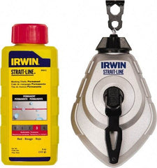 Irwin - 100' Long Reel & Chalk Set - Red, Includes (1) 4 oz Permanent Red Chalk (6:1) & (1) MACH6 Chalk Reel - Eagle Tool & Supply