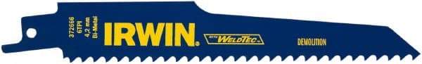 Irwin Blades - 6" Long, Bi-Metal Reciprocating Saw Blade - Tapered Profile, 6 TPI, Toothed Edge, Tang Shank - Eagle Tool & Supply