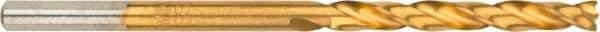 Irwin - 11/32" High Speed Steel Jobber Drill - TiN Finish, Right Hand Cut, Spiral Flute, Round with Flats Shank, 4-3/4" OAL, Turbomax Point - Eagle Tool & Supply