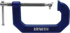 Irwin - Heavy-Duty 2" Max Opening, 1-5/16" Throat Depth, Standard C-Clamp - Standard Throat Depth - Eagle Tool & Supply