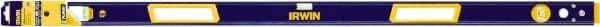 Irwin - Magnetic 48" Long 3 Vial Box Beam Level - Aluminum, Blue/Yellow, 1 Level & 2 Plumb Vials - Eagle Tool & Supply