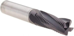 Melin Tool - 1/2" Diam, Fine Pitch, 1-1/4" LOC, 4 Flute Solid Carbide Corner Chamfer Roughing End Mill - nACo Finish, 3" OAL, 1/2" Shank Diam, Single End, Centercutting, 20° Helix - Eagle Tool & Supply