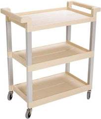 Rubbermaid - 100 Lb Capacity, 16" Wide x 31-1/2" Long x 36" High Standard Utility Cart - 3 Shelf, Plastic, Swivel Casters - Eagle Tool & Supply