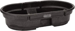 Rubbermaid - 50 Gallon Black Oval Plastic Stock Tank - 12" High x 31" Diam - Eagle Tool & Supply