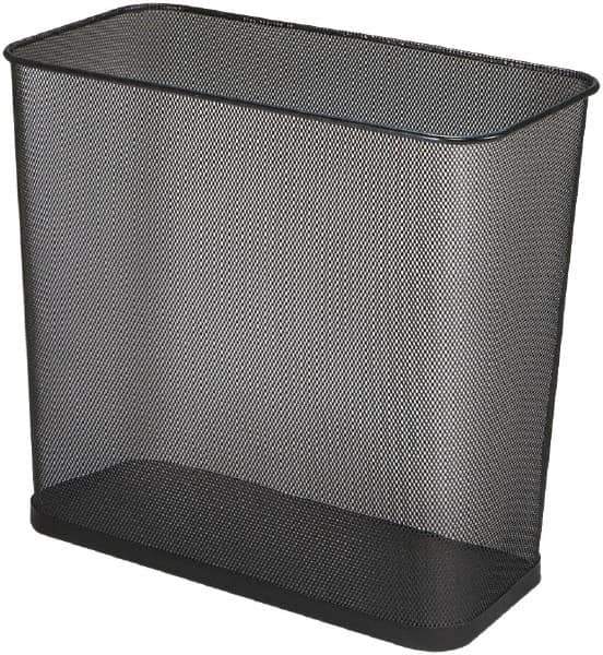 Rubbermaid - 7-1/2 Gal Black Rectangle Decorative Waste Receptacle With Top - Steel, 14" High x 16" Wide - Eagle Tool & Supply