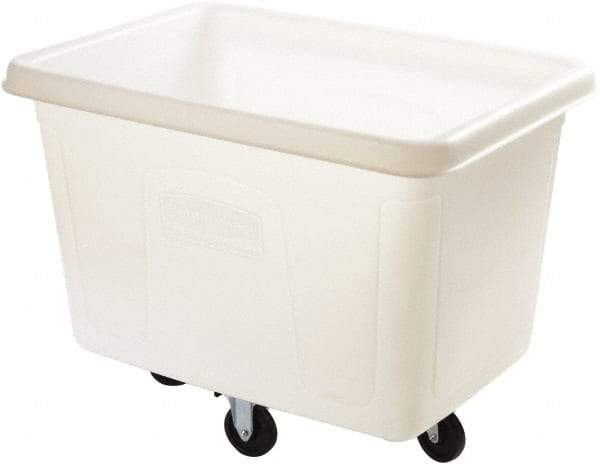 Rubbermaid - 500 Lb Load Capacity, 16 Cu Ft, 12.9 Bushels, Polyethylene Cube Truck - 31" Wide x 43-3/4" Long x 37" High, White - Eagle Tool & Supply