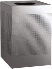 Rubbermaid - 40 Gal Silver Square Decorative Waste Receptacle With Top - Stainless Steel, 794mm High x 552.45mm Long x 552.45mm Wide - Eagle Tool & Supply