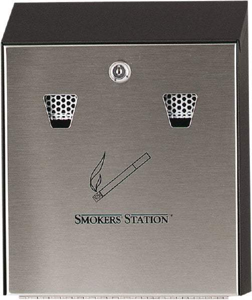 Rubbermaid - Steel Wall Mounted Ashtray - 10" Wide x 12-1/2" High - Eagle Tool & Supply